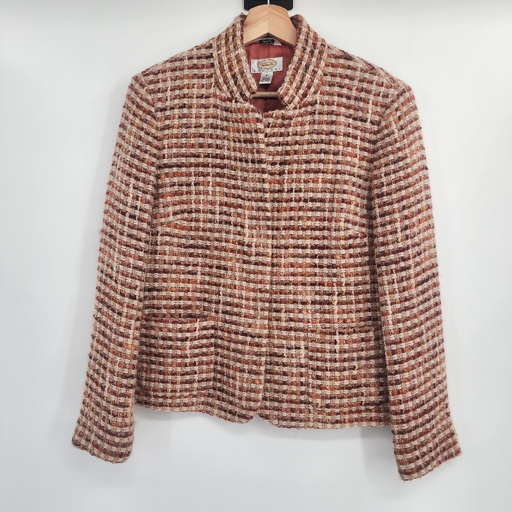 Talbots Petites 100% Italian Wool Tweed Blazer Jacket
